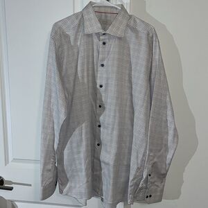 Eton Rainbow Check Taper European Modern Dress Shirt 17 1/2 x 37/38 Euro 45 Tall